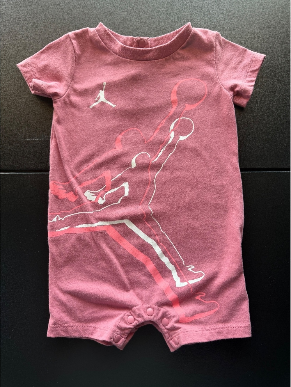 Jordan Baby Romper 12M Pink Jumpman Basketball Short Sleeve One Piece